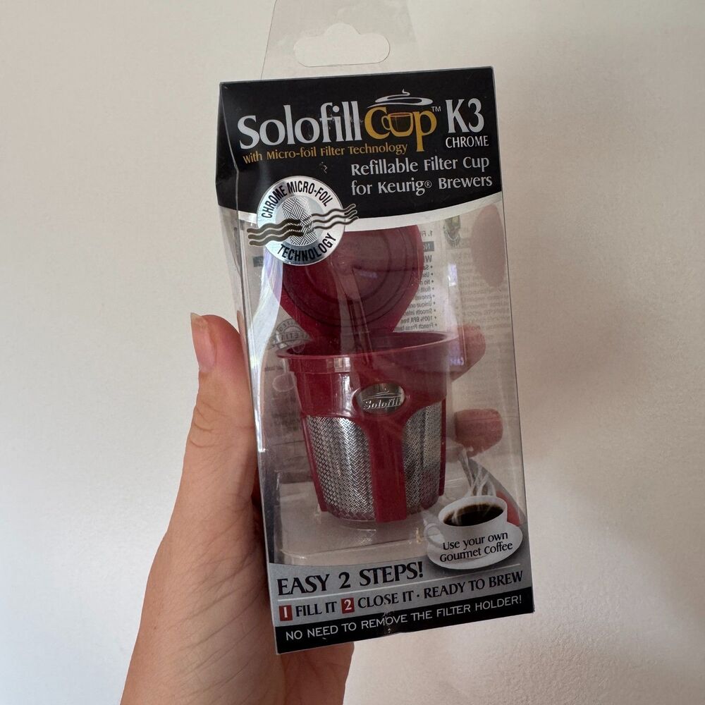 NIB SolofillCup K3 Chrome Refillable Coffee Filter Cup for Keurig Brewers